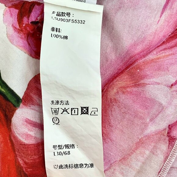 Dolce & Gabbana Pink Rose Print Cotton Slip Dress L - Picture 2 of 6